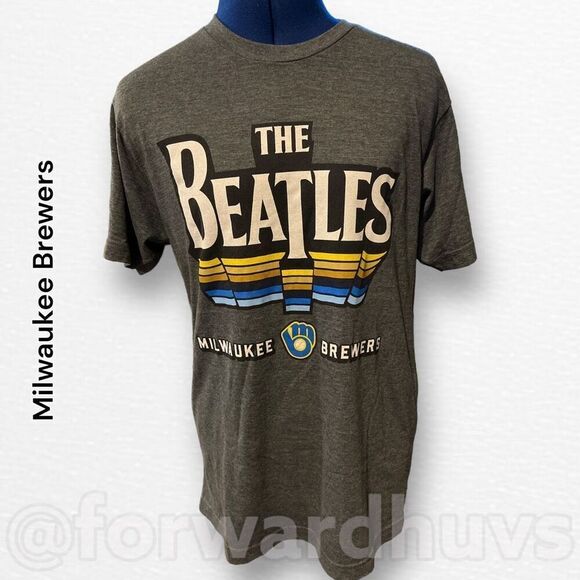 Milwaukee Brewers & The Beatles Unisex T-shirt  Size Medium - Picture 3 of 11